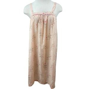 Vintage 80s SEARS Womens (L) Pink Floral Sun Dress Prairie Cottage Midi Romantic